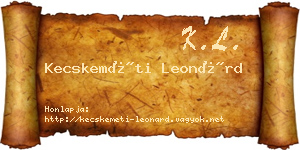 Kecskeméti Leonárd névjegykártya