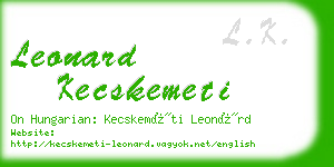 leonard kecskemeti business card